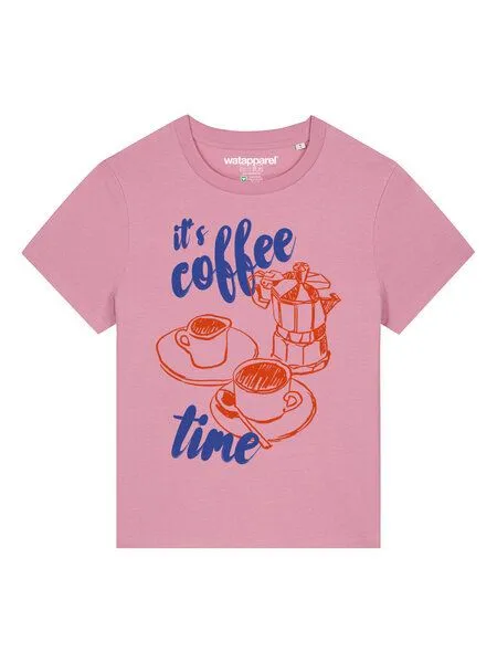 watapparel watapparel T-Shirt Frauen Its coffee time, Bubble pink, – Produktbild 2 von 4