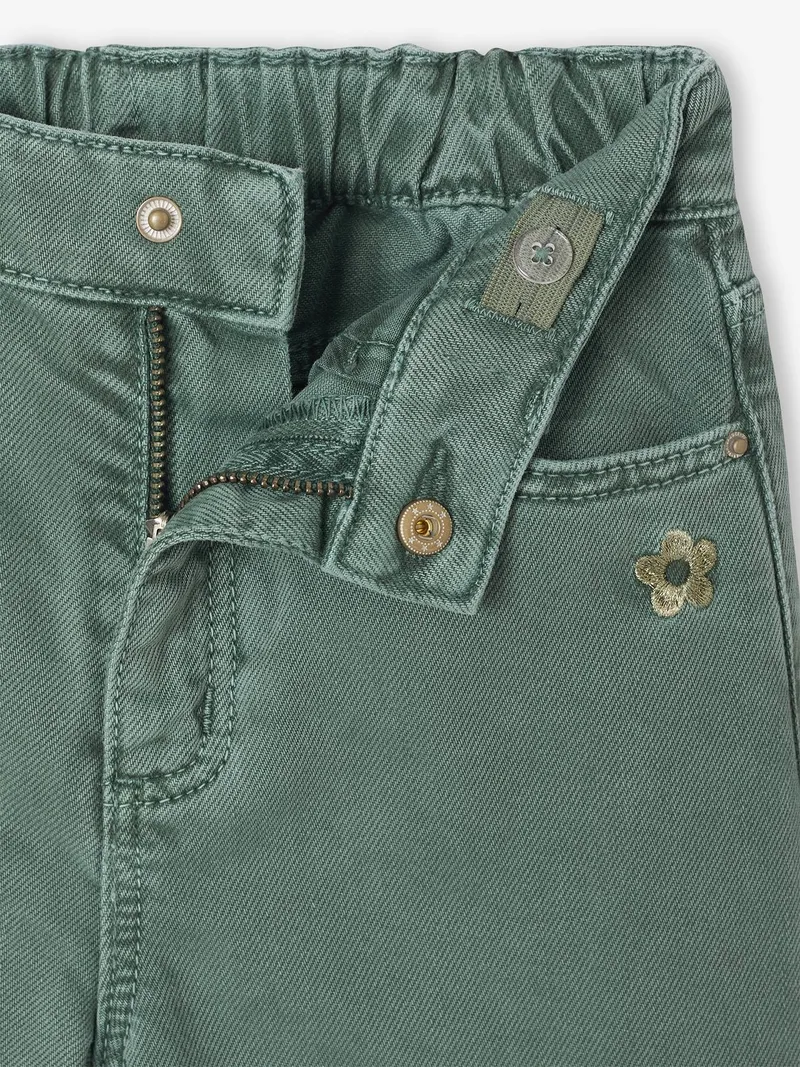 Vertbaudet Weite Mädchen Hose mit Blumenstickerei, Grün, – Produktbild 2 von 3