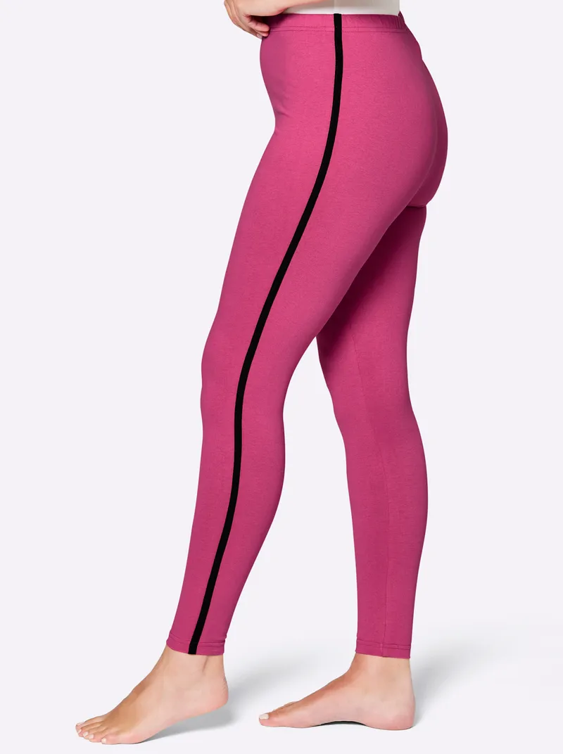 feel good Leggings schwarz + fuchsia, Schwarz + fuchsia, – Produktbild 1 von 3