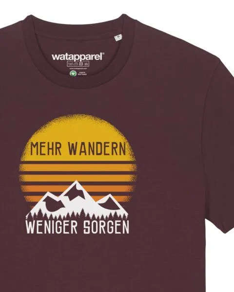 watapparel watapparel T-Shirt Unisex Mehr Wandern, Red brown, – Produktbild 3 von 4