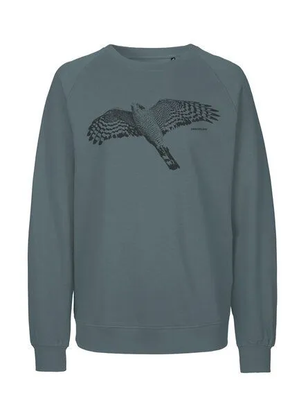 Peaces.bio - handbedruckte Biomode Peaces.bio - handbedruckte Biomode Bio Herren-Sweatshirt Sperber, Blaugrün, – Produktbild 1 von 2