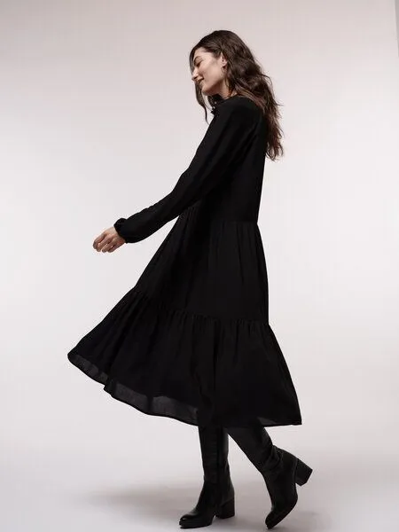 LANIUS LANIUS Maxikleid aus LENZING ECOVERO, Black, – Produktbild 4 von 4