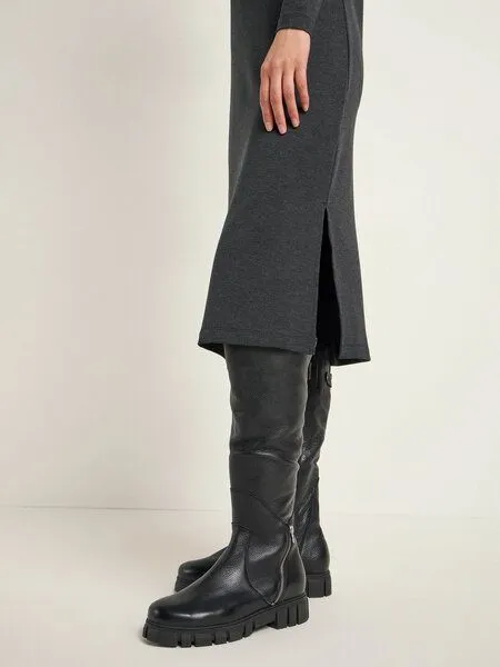 LANIUS LANIUS Midikleid aus TENCEL Lyocell, Anthra melange, – Produktbild 4 von 4