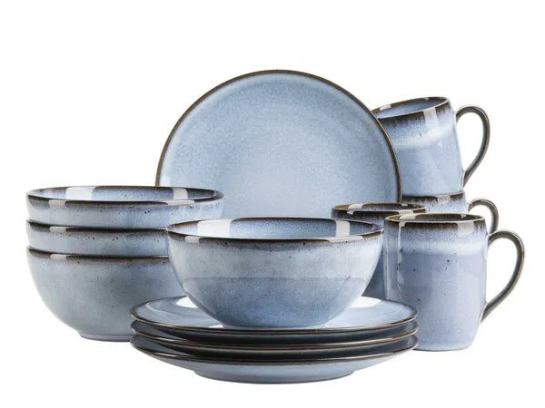 Mäser Mäser Frühstücksset 12-tlg. "Smoky's" Steinzeug, Blau, – Produktbild 2 von 5