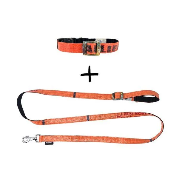 GOOPSI GOOPSI Hundeleine ARUGAM mit Halsband Gr. S/M (25-35cm) im Set - Orange – Produktbild 1 von 4