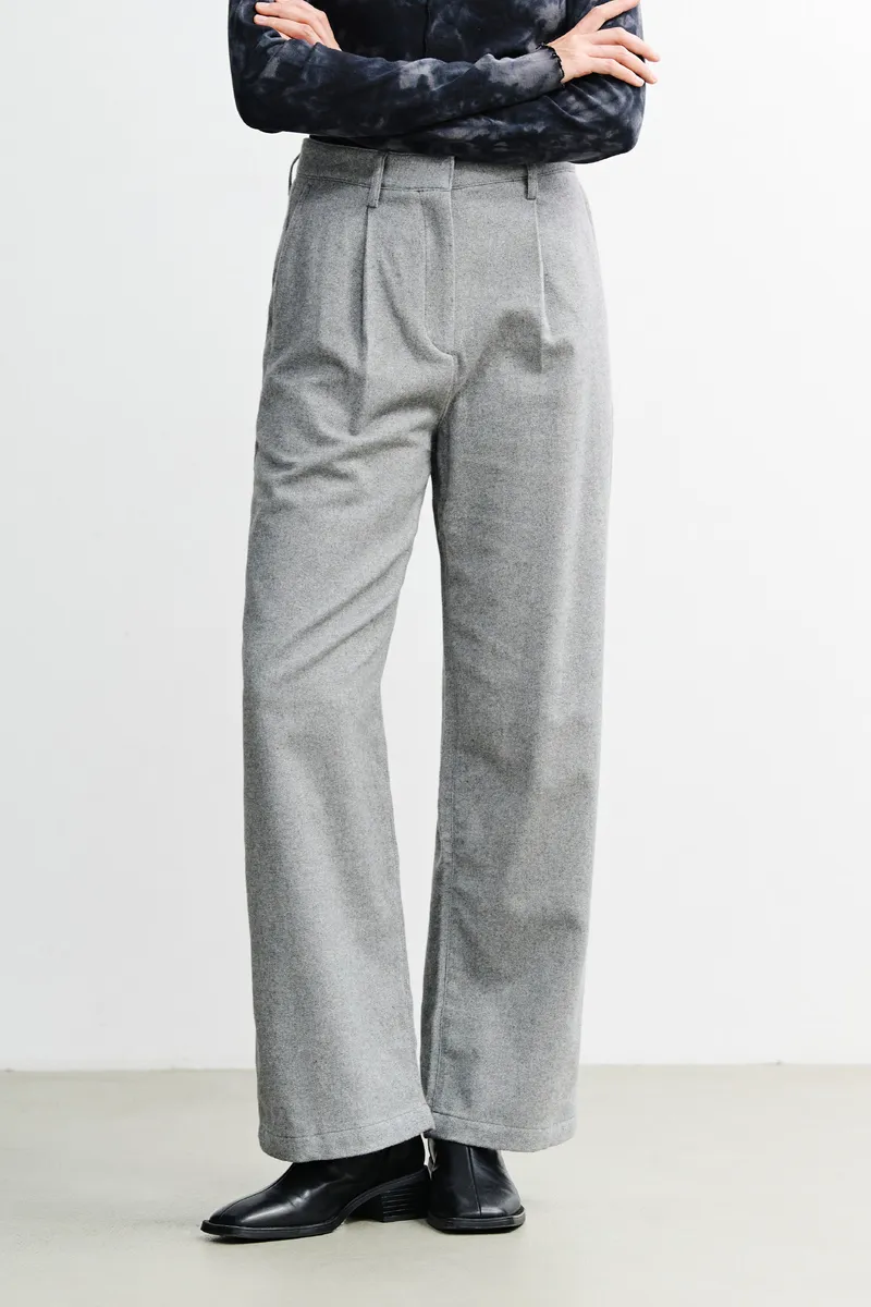 Rotholz Rotholz Damen vegan Hose Mit Hoher Taille Aus Flanell Hellgrau, Grau, – Produktbild 2 von 2