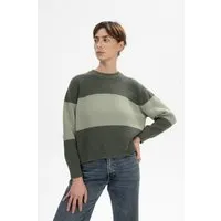 MELA MELA Rippstrick Pullover Style ADAH STRIPES aus 100% Bio-Baumwolle, Grün melange / green clay gestreift, – Produktbild 1 von 1