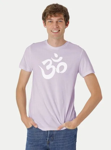 Peaces.bio - handbedruckte Biomode Peaces.bio - handbedruckte Biomode Fit T-Shirt "Om" Herren, Violett, – Produktbild 3 von 3