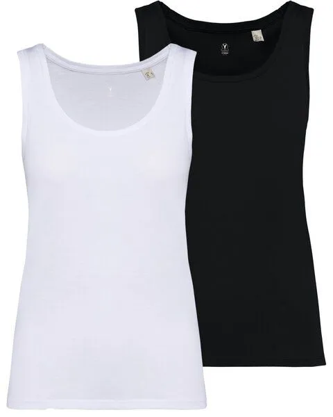 YTWOO YTWOO 2er Pack Damen Tank Top aus 100% Bio-Baumwolle, Weiß-schwarz, – Produktbild 1 von 4
