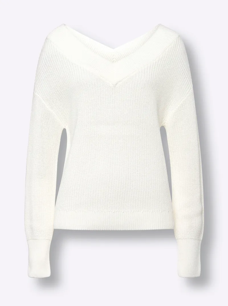 heine V-Ausschnitt-Pullover ecru, Ecru, – Produktbild 2 von 2
