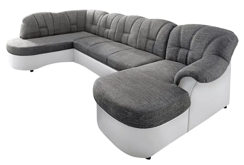 DOMO collection Wohnlandschaft FLORES 293x180x86 cm, hochwertig, komfortabel, U-Form, 3 Teile, wahlw. mit Bettfunktion, wahlw. mit Federkern, Unser Dauertiefpreis, Grau, – Produktbild 3 von 5