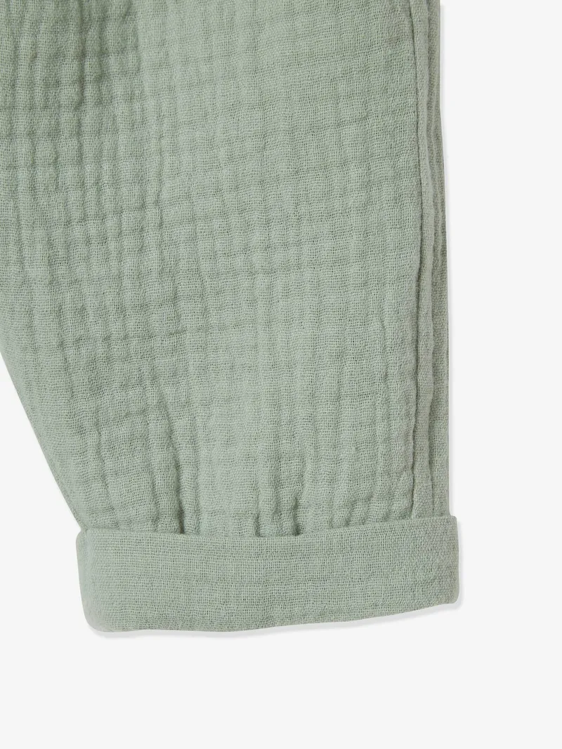 Vertbaudet Baby Hose aus Musselin, Graugrün, – Produktbild 3 von 3