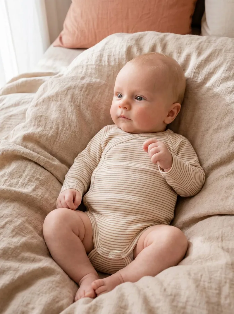 Vertbaudet Vertbaudet 3er-Pack Baby Wickelbodys mit langen Ärmeln, Cappuccino, – Produktbild 3 von 4
