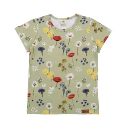 Walkiddy Kinder T-Shirt GOTS zertifiziert – Grün mit Blumenmuster, Kurzarm, weich & bequem | von Walkiddy – Produktbild 1 von 1