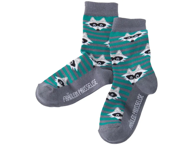 Fräulein Prusselise Kinder Socken Waschbär petrol Gr.31-34, Mehrfarbig, – Produktbild 1 von 1