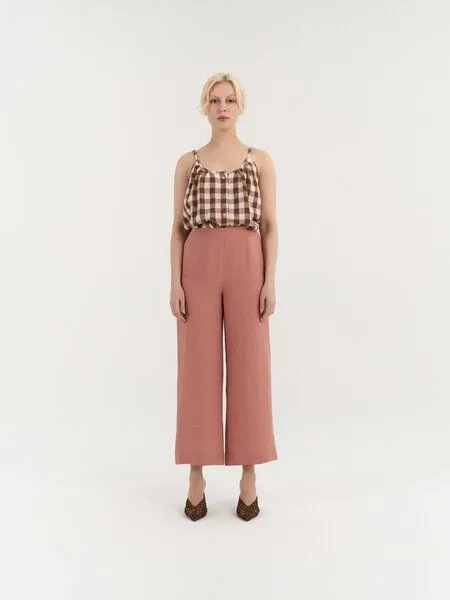AmourLinen AmourLinen Verkürzte Leinenhose VITTORIA, Blush pink (rosa), – Produktbild 1 von 1