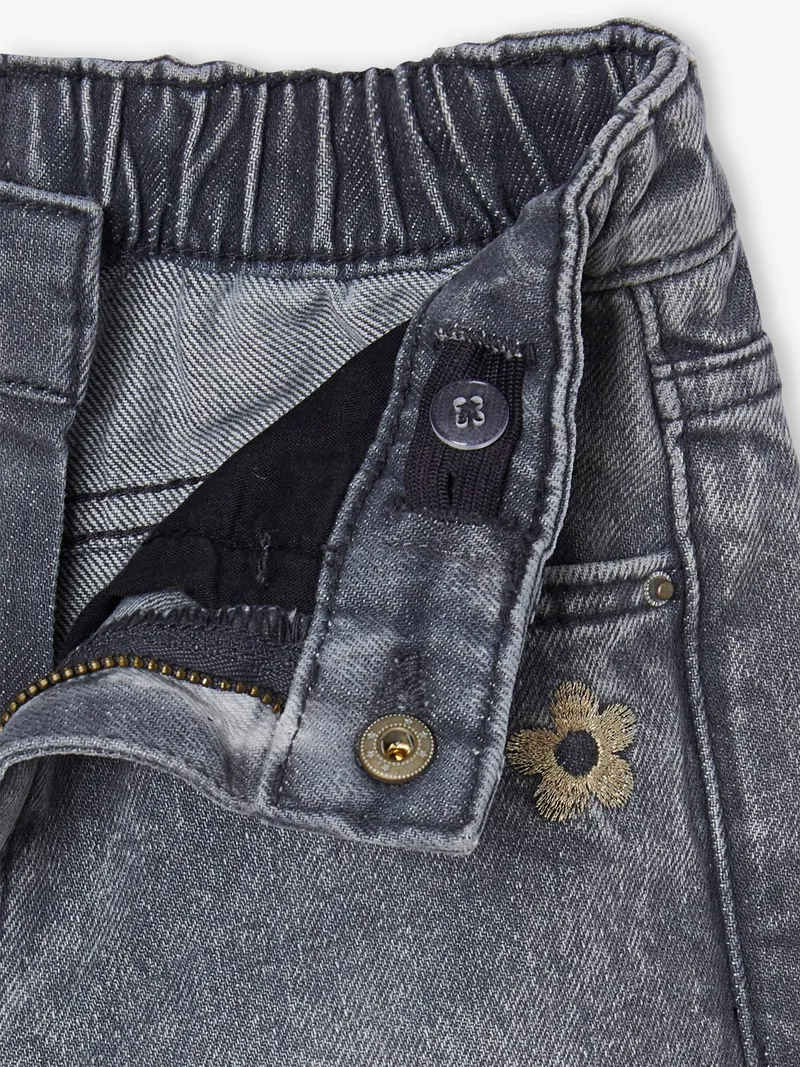 Vertbaudet Vertbaudet Weite Mädchen Jeans mit Dehnbund, Grauer denim, – Produktbild 4 von 4