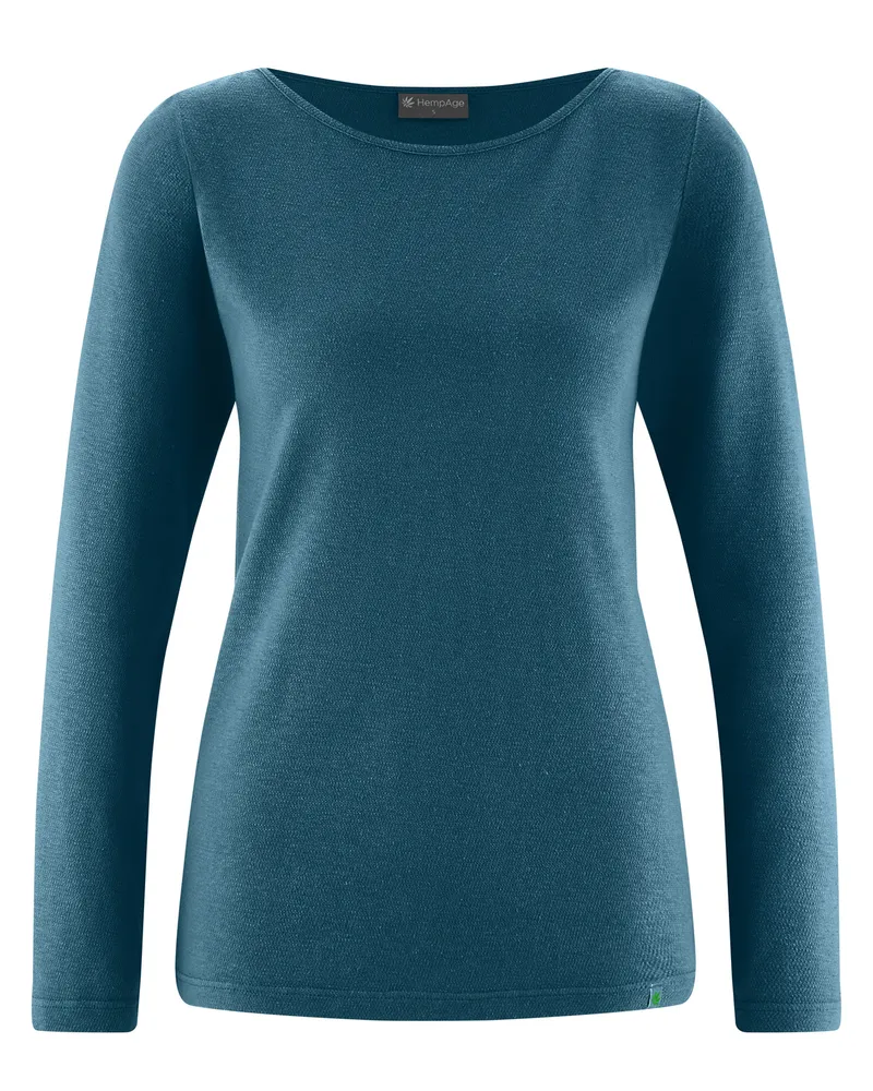 HempAge Hempage Damen vegan Reef Shirt Mit Langen Ärmeln In Teal, Blau, – Produktbild 1 von 4