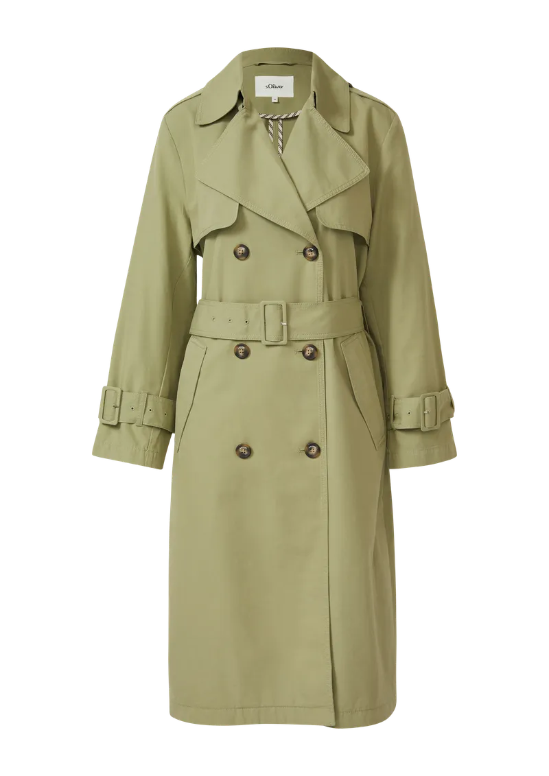 s.Oliver Leichter Trenchcoat aus Lyocell, Olive, – Produktbild 1 von 4
