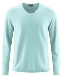 HempAge Hempage Herren vegan Strickpullover Mit V-Ausschnitt Seegrün – Produktbild 1 von 1