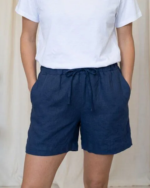 FUXBAU FUXBAU Frauen Leinenshorts, Navy, – Produktbild 1 von 4
