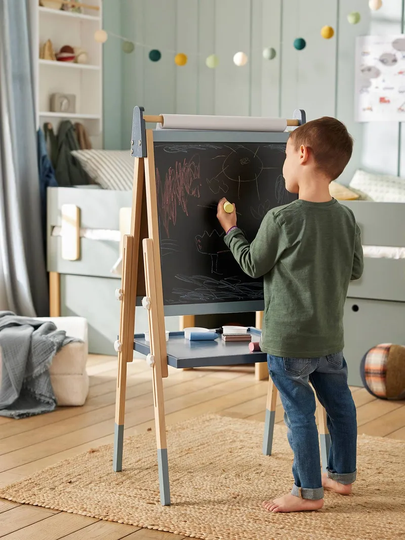 Vertbaudet 3-in-1 Tafel mit Mal-Zubehör Holz FSC®, Marine, – Produktbild 1 von 3