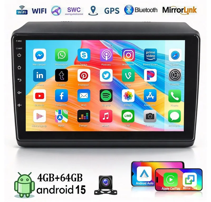 ESSGOO DAB+ 64G Android 15 Für Fiat Ducato 2006-2022 Carplay GPS Navi WiFi FM Autoradio (RDS, 4+64GB(optional), Digitalradio (DAB), FM, GPS, WIFI, Carplay Android Auto Bluetooth EQ USB GPS Navi WIFI Touchscreen), Schwarz, – Produktbild 2 von 5