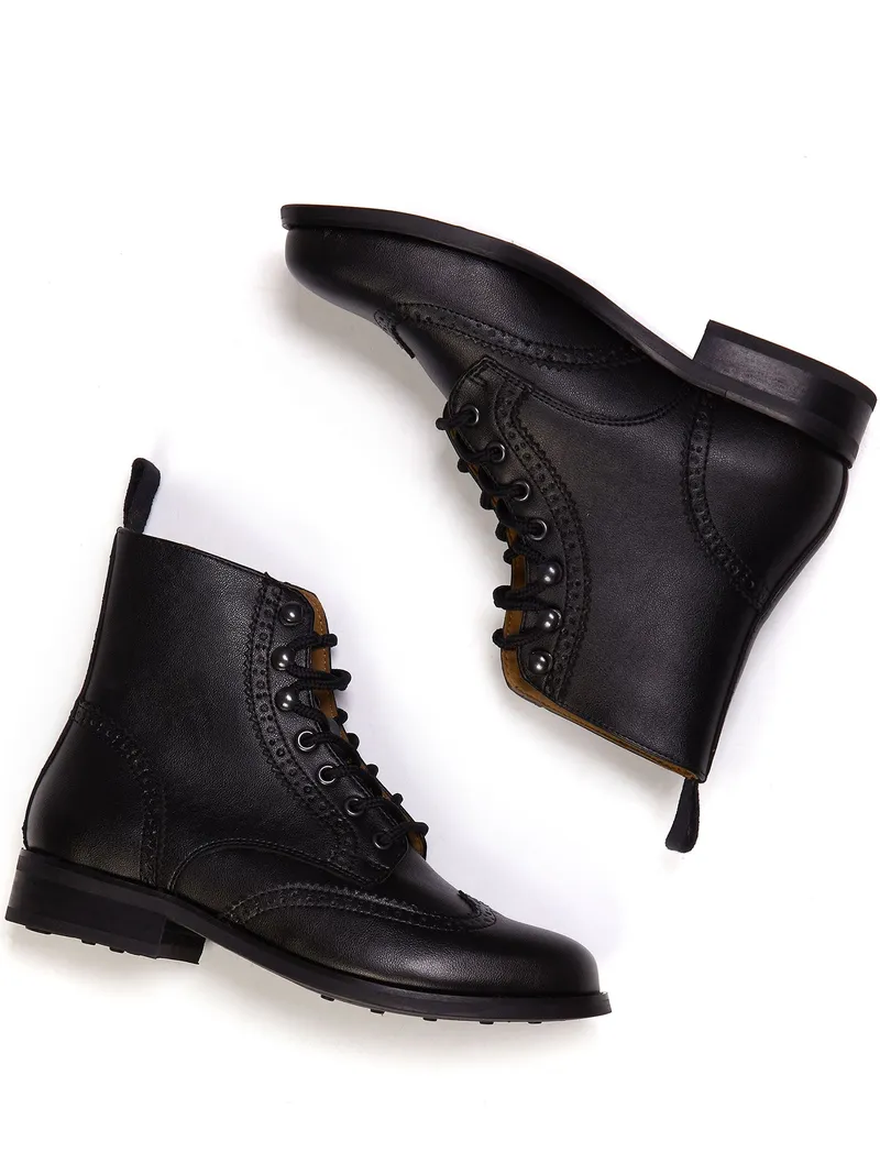 Will's Vegan Store Will's Vegan Store Damen vegan Brogue-Stiefel Schwarz, Schwarz, – Produktbild 2 von 2