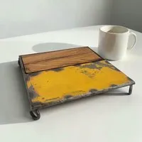 Moogoo Creative Africa Moogoo Creative Africa Untersetzer "Bois & Métal" | Upcycling von Altholz und Altmetall by Petit Pascal, Gelb, – Produktbild 1 von 1