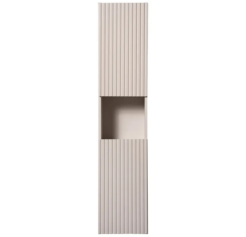 Lomadox Hochschrank NEWPORT-56-CASHMERE Badschrank, kaschmir mit gerillter Front, grifflos, ca. 30/140/30cm, Beige|weiß, – Produktbild 5 von 5