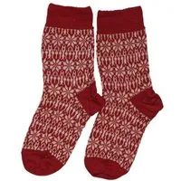 hirsch natur hirsch natur Feinstrick Norweger Socken bio Schurwolle Kinder, Rot/natur, – Produktbild 1 von 1