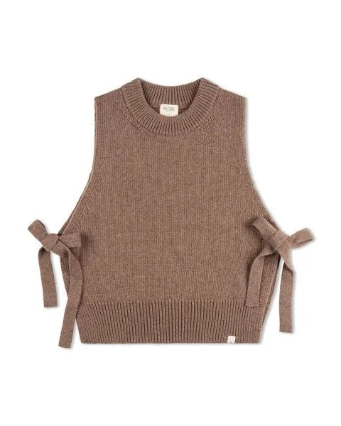 MATONA Matona Strickpullunder mit Bindedetail für Frauen aus Bio-Baumwolle und Lammwolle / Apron Vest, Sepia, – Produktbild 4 von 4