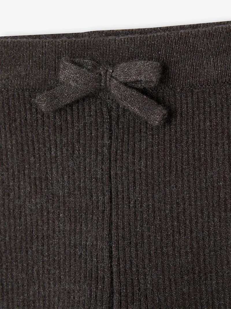 Vertbaudet Baby Strick-Leggings mit Schleife und Zierknöpfe, Graugrün, – Produktbild 2 von 3