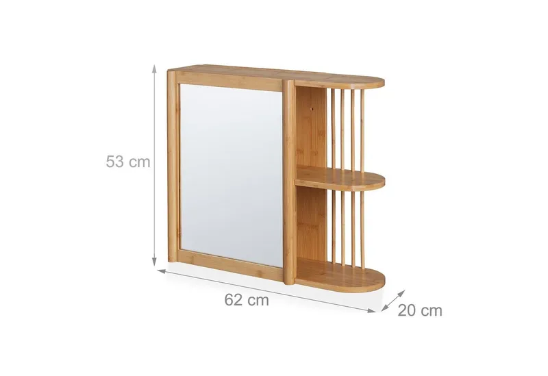 RELAXDAYS RELAXDAYS Badregal Bambus Wandregal mit Spiegel, 1-tlg., Braun, – Produktbild 4 von 5