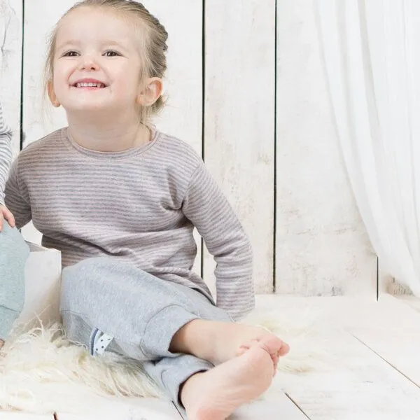 OrganicEra Baby Langarm T-shirt, gestreift 'OrganicEra' aus Bio Baumwolle, Rose melange (rose), – Produktbild 1 von 4