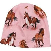 Walkiddy Beanie Rosa Pferde-Print Allover Bio-Baumwolle GOTS weich – Walkiddy – Produktbild 1 von 1