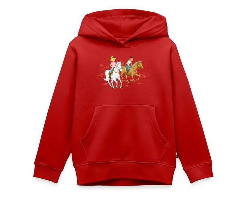 Spreadshirt Hoodie Bibi Und Tina Ausritt Mit Amadeus Und Sabrina Kinder Premium Hoodie (1-tlg) Regular Fit, Rot, – Produktbild 1 von 5