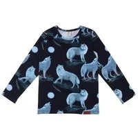 Walkiddy Kinder Langarmshirt GOTS zertifiziert Bio-Baumwolle, Dunkelblau, Wolfs-Muster, Walkiddy – Produktbild 1 von 1