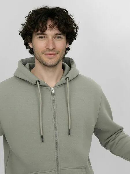 GreenBomb GREENBOMB Basic Stark - Lässige Sweatjacke aus Bio-Baumwolle / GOTS / Fair & Vegan, Grau (moos mint), – Produktbild 2 von 4