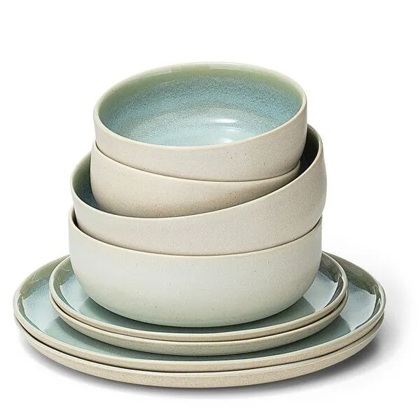 Econovo Econovo Geschirrset Keramik 8-tlg., Türkis-beige (blau), – Produktbild 1 von 4