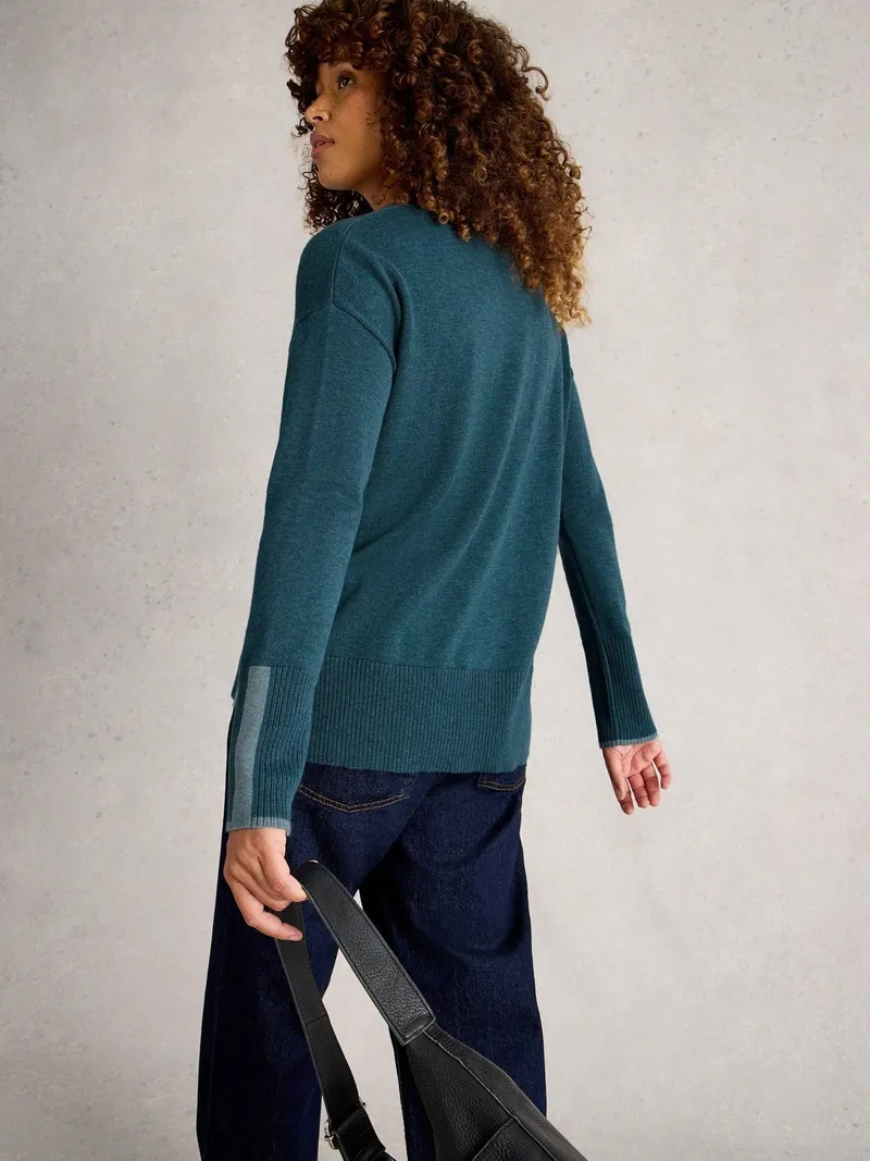 White Stuff Pullover Olive - 40, Mittelblau, – Produktbild 4 von 4