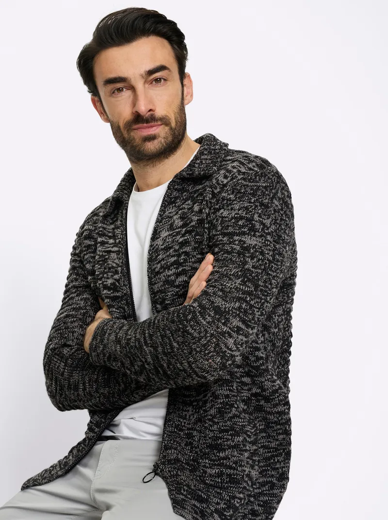 marco donati Strickjacke schwarz-grau-meliert, Schwarz-grau-meliert, – Produktbild 2 von 2