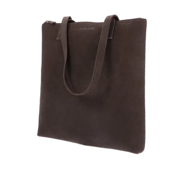 MoreThanHip MoreThanHip Shopper Tasche aus mattem Öko-Leder - Livia, Dunkel graubraun, – Produktbild 4 von 4
