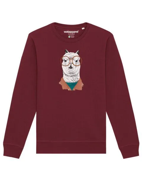 watapparel watapparel Sweatshirt Unisex Lama, Burgundy, – Produktbild 1 von 4