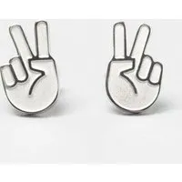 Fyngers Fyngers Ohrstecker aus chirurgischen Edelstahl hochglanzpoliert - Modell PEACE, Silber, – Produktbild 1 von 2