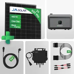 Growatt 920W Balkonkraftwerk mit Speicher 2 kWh | Growatt NEO 800W WiFi | Mini PV Anlage Steckdose – Produktbild 1 von 1