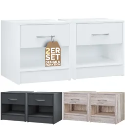 Casaria® Nachttisch Kiel 2er-Set Weiß 41x39x28cm – Produktbild 1 von 1