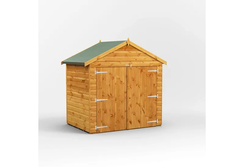 Powersheds Gerätehaus Fahrradschuppen mit Satteldach aus Nut- und Feder Vollholz, BxT: 120x180 cm, (Polyester-verstärkte Dachpappe, gehärtetes Glas, hochwertiges Holz), Hochwertiges Holz, Braun, – Produktbild 2 von 5