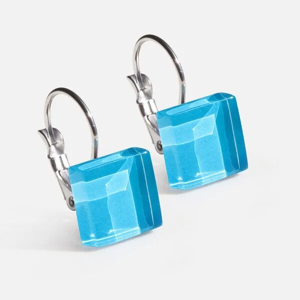 ALEXASCHA ALEXASCHA Geometrische Ohrringe hängend aus Glas | PUREFORM, Aquablau, – Produktbild 1 von 6