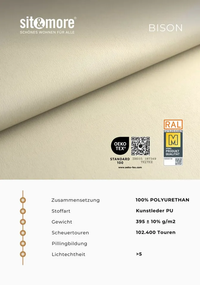 sit&more Polsterhocker Savona, B: 58 cm, individuell zu kombinieren, Weiß, – Produktbild 5 von 5